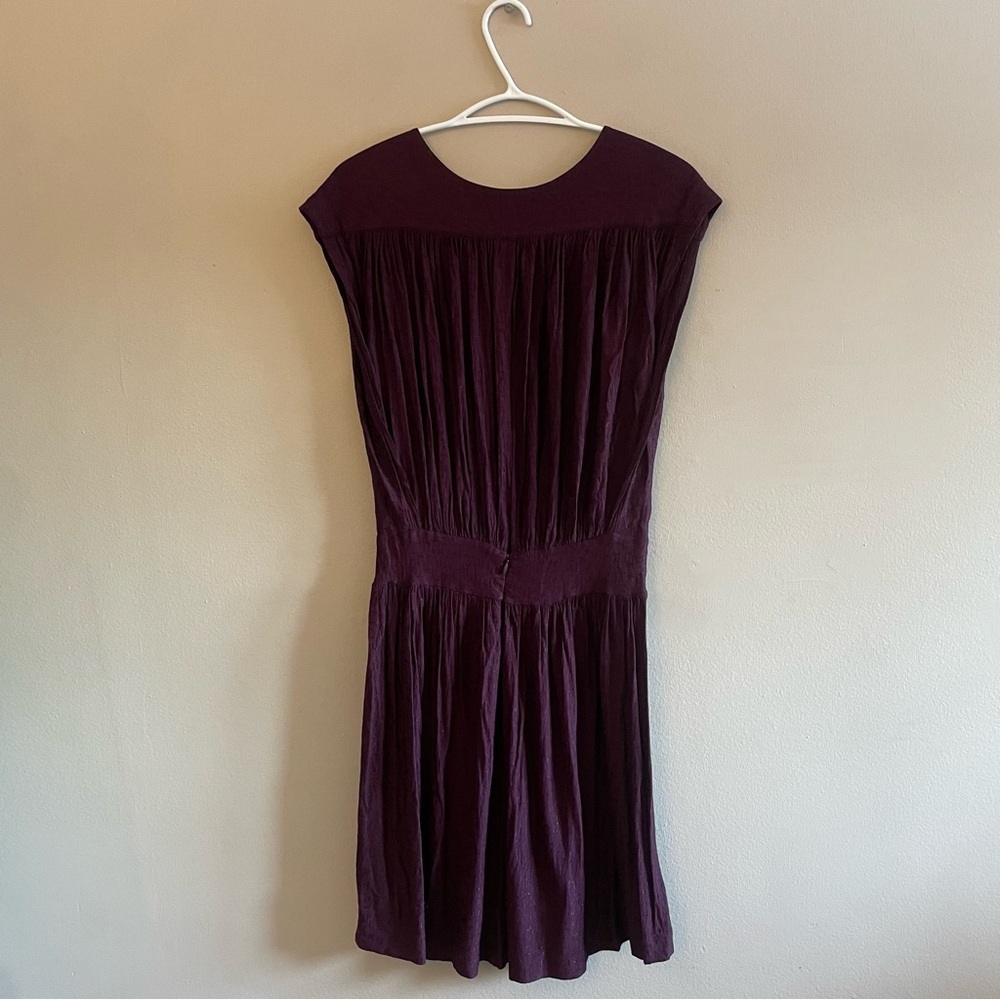 French Connection Plum Textured Drop Waist Sleeveless Dress - Size 6 Like New - Picture 9 of 16